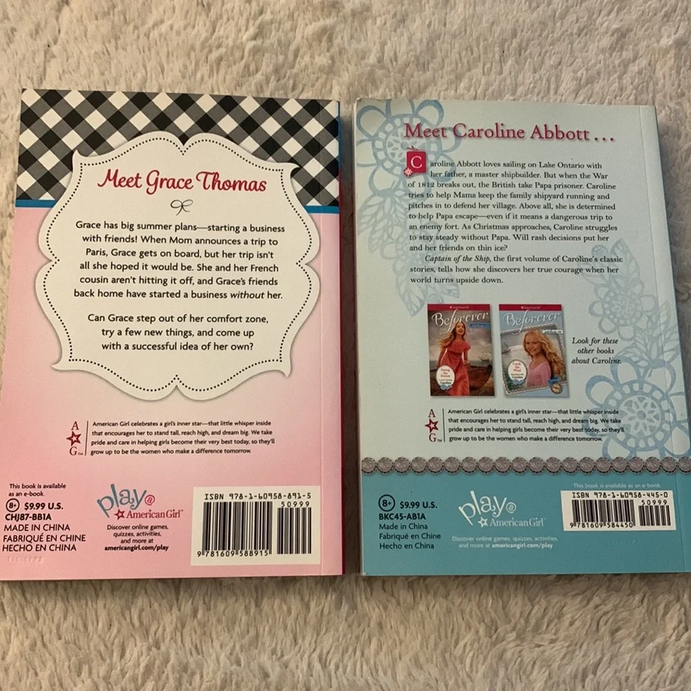 3 American Girl Books Paperback Grace Caroline Friends